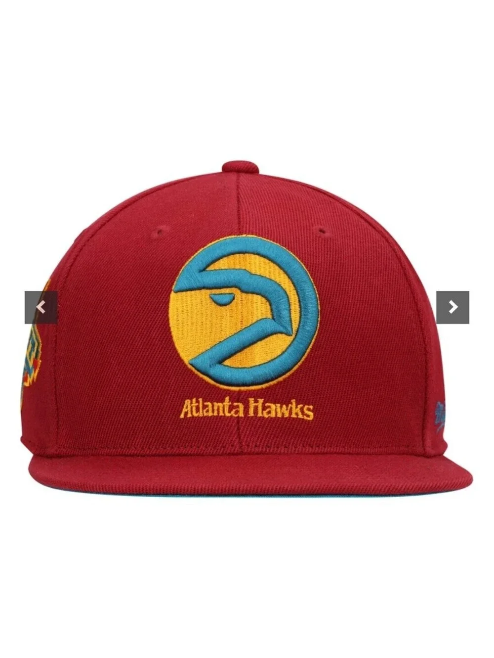 Atlanta Hawks Red Fitted Hat Mitchell & Ness NBA Draft Northern Lights Sz 7 1/8